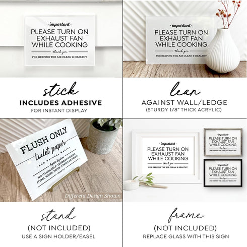 4x6 Inches, Please Turn Exhaust Fan On While Cooking ~ Designer Sign ~ Premium Finish, Durable