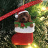 Cici & Jimmy 3.5 Dachshund Christmas Ornament with Gold Hanging String Cute Wiener Dog in Stocking Figurine for Tree