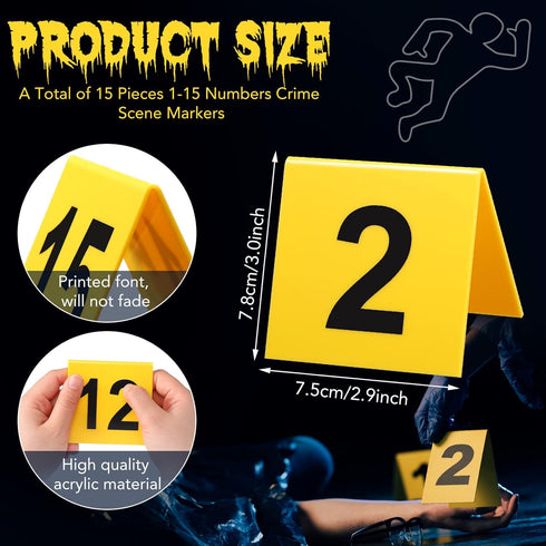 15 Pcs Evidence Markers Crime Scene Markers Tents Crime Scene Decorations Crime Scene Markers Mystery Decorations for Kids Adults Detective Game Murder Theme Clue Game Party Decoration