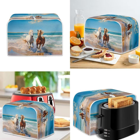 Sea Horse Toaster Covers 2 Slice Anti Dust Toaster Dust Cover for Most Standard 2 Slice Toasters Blender Mixers,Kitchen Accessories