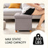 15" 15" 15"Grey PINPLUS Storage Ottoman Cube, White Linen Footrest with Wooden Legs, Foldable Fabric Footrest
