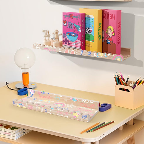 2-Pack 48 Inches) NEXHOME PRO Nursery Book Shelves, Solid Pine Wood Floating Shelves for Wall Kids, Wall Mounted