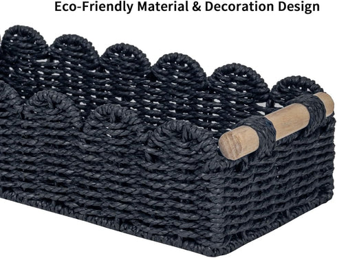 Set 2 CubesLand Scalloped Edge Decor Baskets for Home, Living Room, Toilet Paper Storage Basket for Over Toilet Shelf