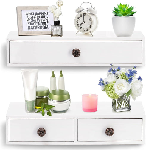 2 Packs 11 lbs Yesland Space-Saving Floating Nightstand with Drawer - Perfect for Small Spaces - Supports - Compact