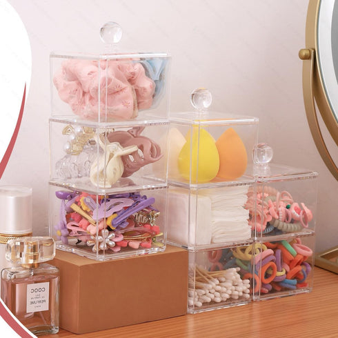 Hair Accessories Organizer for Girls, Clear 3 Stackable Acrylic Holder for Headbands, Bows, and Hair Clips
