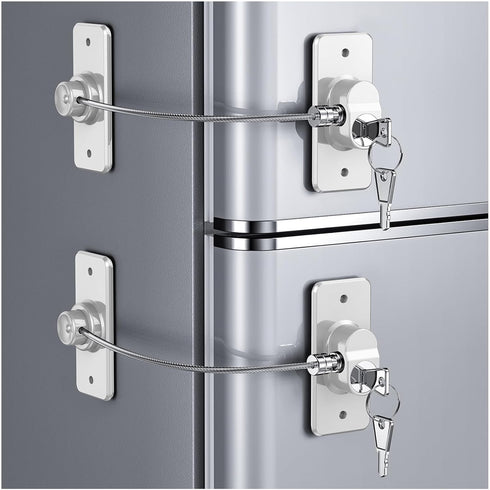 2 Pack Refrigerator Door Lock for Kids, White Child Proof Fridge Door Lock for Kitchen, Freezer, Cabinets, No Tools