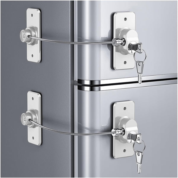 2 Pack Refrigerator Door Lock for Kids, White Child Proof Fridge Door Lock for Kitchen, Freezer, Cabinets, No Tools