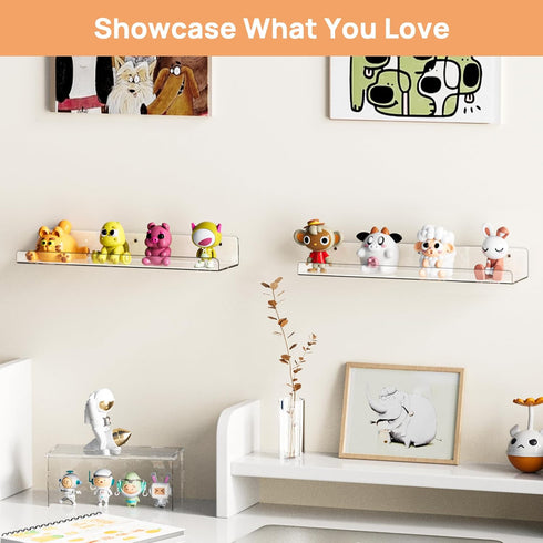15" 2 Pack upsimples Acrylic Shelves for Bathroom Storage, Floating Shelves Wall Organizer for Perfume, Make up