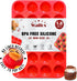 Walfos Mini Silicone Muffin Pan - 24 Cups, Non-stick Baking Pan, BPA Free and Dishwasher Safe