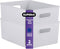 Superio Ribbed Collection - Decorative Plastic Open Home Storage Bins Organizer Baskets, Large White Smoke (2 Pack) for