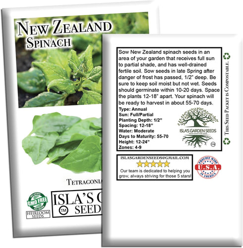 100+ Packet, New Zealand Spinach Seeds for Planting, Heirloom Seeds Per (Isla's Garden Seeds), Non GMO Seeds, Botanical