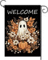 Welcome Fall Garden Flag Ghost Pumpkin 12×18 Inch Double Sided Burlap Flag for Outdoor Halloween Decor