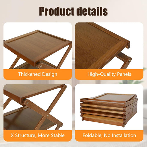 Closet, 3 YYW Shoe Rack, Foldable Bamboo Shoes Shelf, Freestanding Shoe Storage Organiser for Entryway, Bedroom