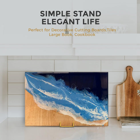 TR-LIFE 4 Pack 10 Inch Gold Large Plate Stands for Display, Metal Picture Frame Holder + Small Easels