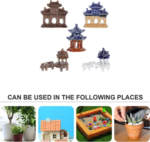 YARDWE 5pcs Miniature Pagoda Statue, Fairy Garden Figurines, Zen Garden Pagoda, Chinese Zen Asian Decor, Miniature