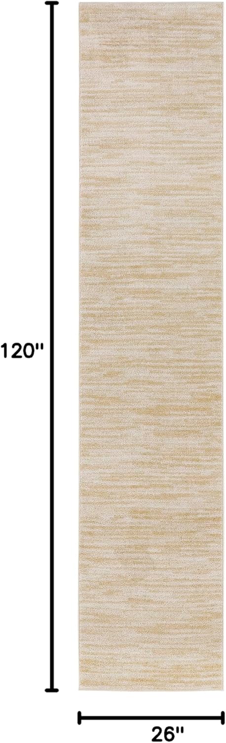 2'2" 10' (10' Nourison Home Nourison Essentials Ivory Gold x Area Rug - Easy Clean, Non Shedding, Bed Room, Living