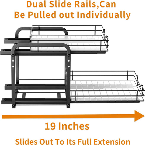 RCHYFEED Spice Rack Organizer, 2 Tier Slide Out Metal Spice Racks for Cabinet & Pantry, Heavy Duty Adjustable