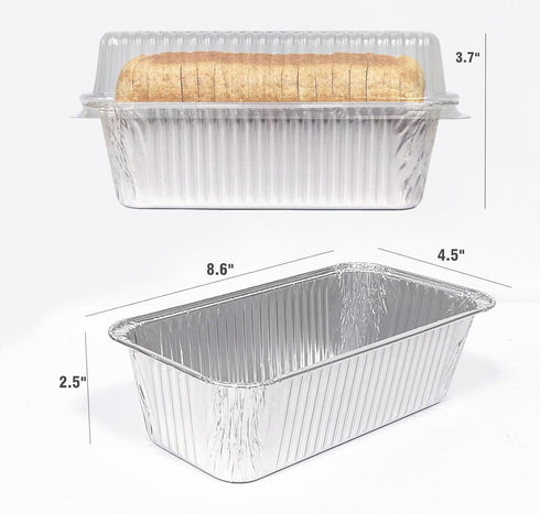 Disposable Loaf Pans with Lids | 2lb, 50 Pack, 8.5x4.5" Bread Pans, Food Storage Containers, Heavy-duty Aluminum Foil Cake Pans, Pastry Boxes, Perfect for Baking Bread and Street Treats Takeout