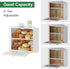 kiplant Countertop 2-Layer Corner Bread Box for Kitchen - Bamboo Wood, Wavy Acrylic Door, White Adjustable Bread