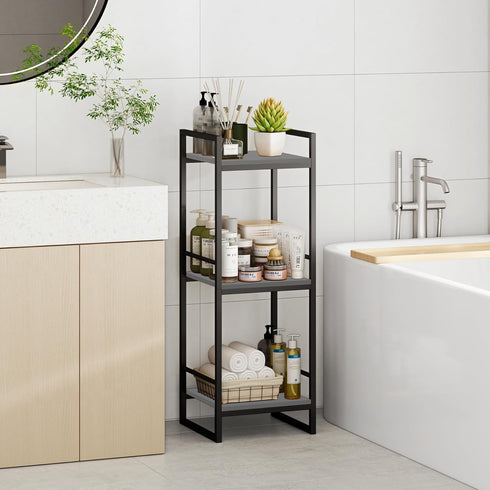 3 BYFU Tier Bathroom Storage Open Shelf, Freestanding Metal Corner Storage Rack Shelving Unit for Bathroom Kitchen