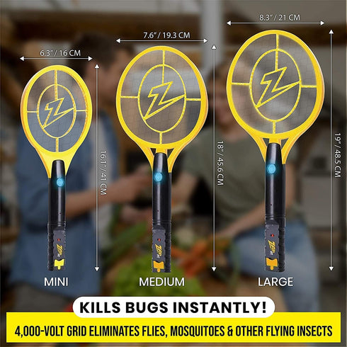 Zap It! Mini Bug Zapper Racket - Rechargeable Mosquito & Bug Zapper - 4,000 Volt, USB Charging, Safe to Touch
