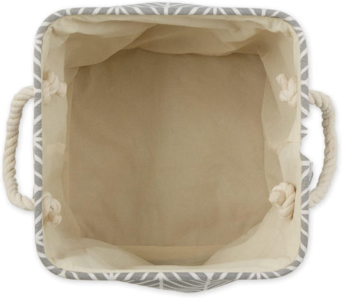 DII Large Round Herringbone Storage Bin with Handles, Small Square, Gray Polyester
