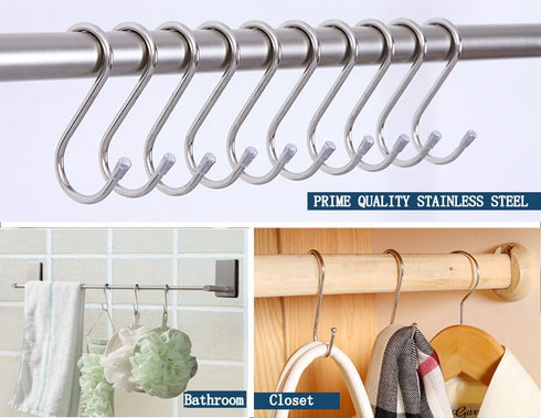 20 Pack 3.4" S Shaped Hooks, Stainless Steel Metal Hangers for Kitchen, Work Shop, Bathroom, Garden