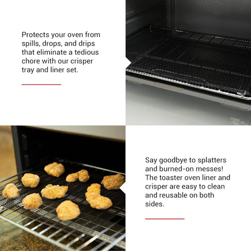 Cooks Innovations Toaster Oven Non-Stick Liner & Crisper Set - Premium Crisping Sheet for Easy Clean Up