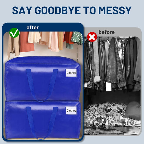 BlissTotes Moving Bags, Heavy Duty Extra Large Packing Bags, Collapsible Fold Flat Storage Totes, Alternative to Box