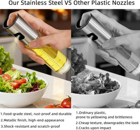 3.5oz/100ml Olive Oil Sprayer, Oil Sprayer for Cooking, Oil Sprayer for Air Fryer, Stainless Steel Pump for Mist Spray