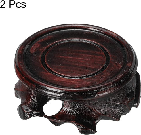 50mm Pack 2 MECCANIXITY Wooden Stand Holders Displays Base Diameter Black for Vase Bonsai Stone