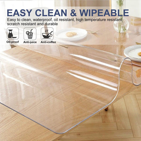 Clear Plastic Table Cover Protector 12x28 inch - Transparent Rectangular Tablecloth 1.5mm Thick Vinyl Mat for Kitchen