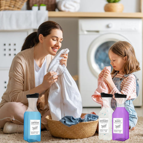 Rrshnsgv 53oz Label,4 Pack Laundry Detergent Dispenser Bottle with Liquid Laundry Dispenser,Plastic Detergent Dispenser