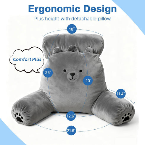PZT Reading Pillow Plus, Crystal Velvet Back Pillow Bed Sitting Up for Adult & Children, Back Rest Pillow Support