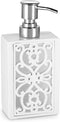 Creative Scents Janette White Hand Soap Dispenser - Mirrored Bathroom Lotion Dispenser for Countertop with Durable