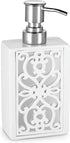 Creative Scents Janette White Hand Soap Dispenser - Mirrored Bathroom Lotion Dispenser for Countertop with Durable