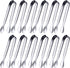 Gejoy 12 Pieces Mini Tongs Stainless Steel Small Sugar Serving Tongs for Charcuterie Board, 4.3 Inch, Silver
