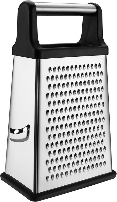 Spring Chef Professional Cheese Grater, XL Size, 4 Sides, Stainless Steel, Dishwasher Safe, Black