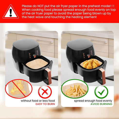 Air Fryer Paper Liners, 100 Pieces Non-Stick Disposable Baking Paper for Air Fryer, Food Grade Parchment