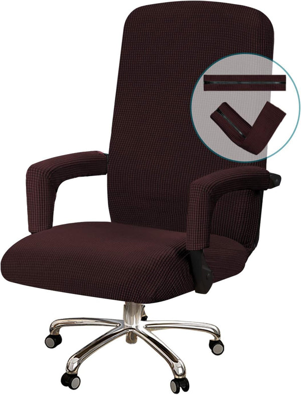 Turquoize Office Chair Cover, Stretch Removable Slipcover with Arms for Dogs, Cats & Pets, Brown