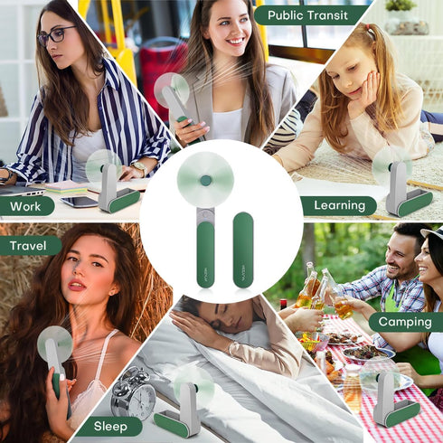 Nezylaf Handheld Mini Fan, 2 Speeds Rechargeable Travel Fan, Portable USB Pocket Fan for Women, Outdoor Essentials