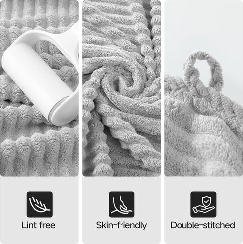Set 8 8 2 2 2 2 REDKISS Gray Bath Towels Piece - Microfiber Bathroom Towels of Large, Highly Absorbent Bath Towel, Soft