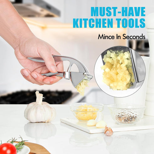 COKORA Garlic Press, Premium Kitchen Metal Garlic Crusher Masher Tool, Rust Proof & Dishwasher Safe, Heavy Duty