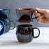 Asayu Japan Ceramic Coffee Pour Over Maker Set, Chocolate Brown, Slow Brewing Dripper with 3 Holes for Coffee & Tea
