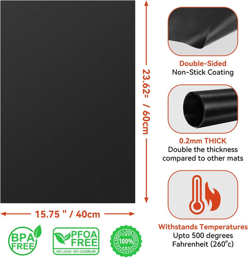 Oven Liners for Bottom of Oven, 2 Pack Reusable Heavy Duty Teflon Oven Mat Set, Non Stick for Electric & Gas Ovens