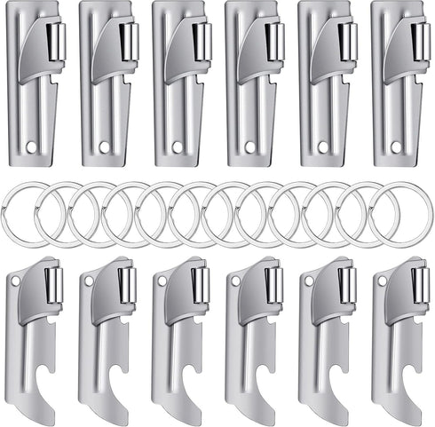 Honeydak Military P38 Can Openers with Key Ring, 12 Pieces Stainless Steel Portable Survival Camping Can Openers for