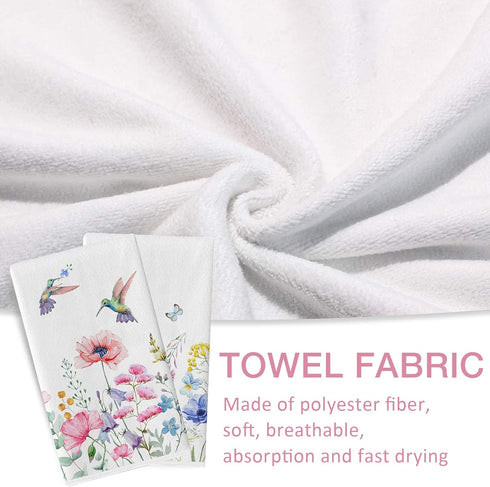 Summer Hummingbird Set 2, 18 26 Inch Seliem Anemone Flower Kitchen Dish Towel of Wild Floral Ultra Absorbent Hand