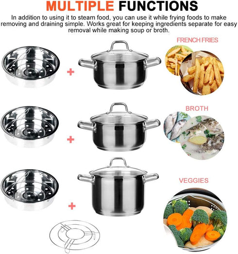 Secura Stainless Steel Electric Pressure Cooker, 6-quart, Steam Rack Steamer Basket Insert Set