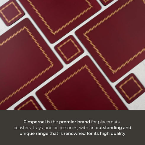 Pimpernel Classic Burgundy Drink Coasters, Set of 6, Heat & Stain Resistant, Non-Slip Cork Backing, 4"