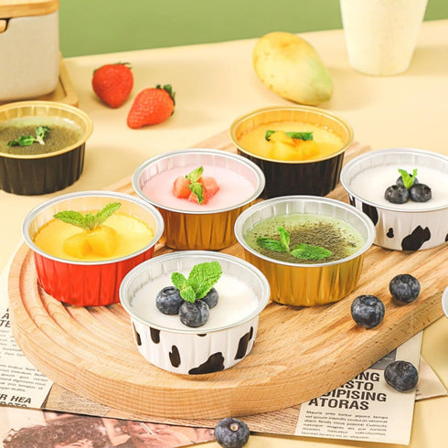 Mini Aluminum Foil Cupcake Baking Cups with Lids, 40pcs, 5oz - Disposable Round Cake Containers for Party, Wedding, Tart